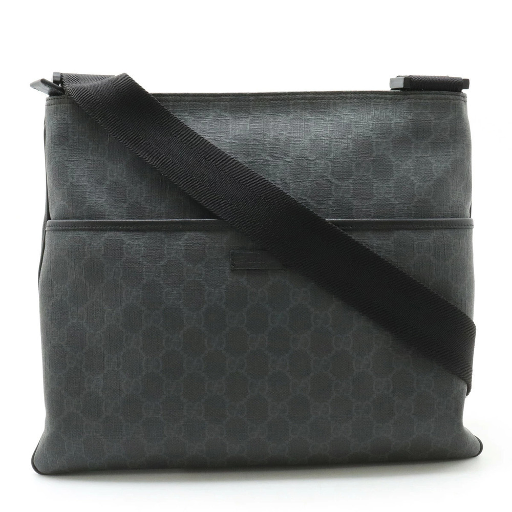 Gucci GG Plus Supreme Crossbody Bag Leather Black Gray